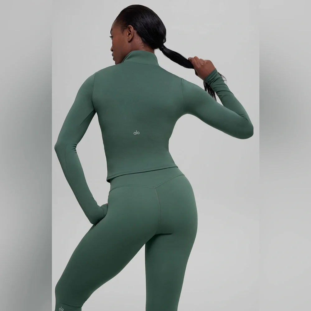 Nwt ALO Softsculpt Precision 1/4 Zip Long Sleeve Clover Green‎